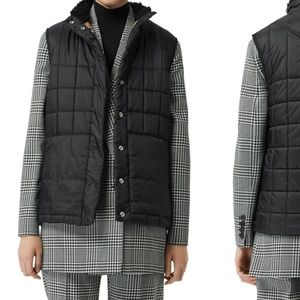 Burberry Leintune Faux Shearling Trim Quilted Vest
